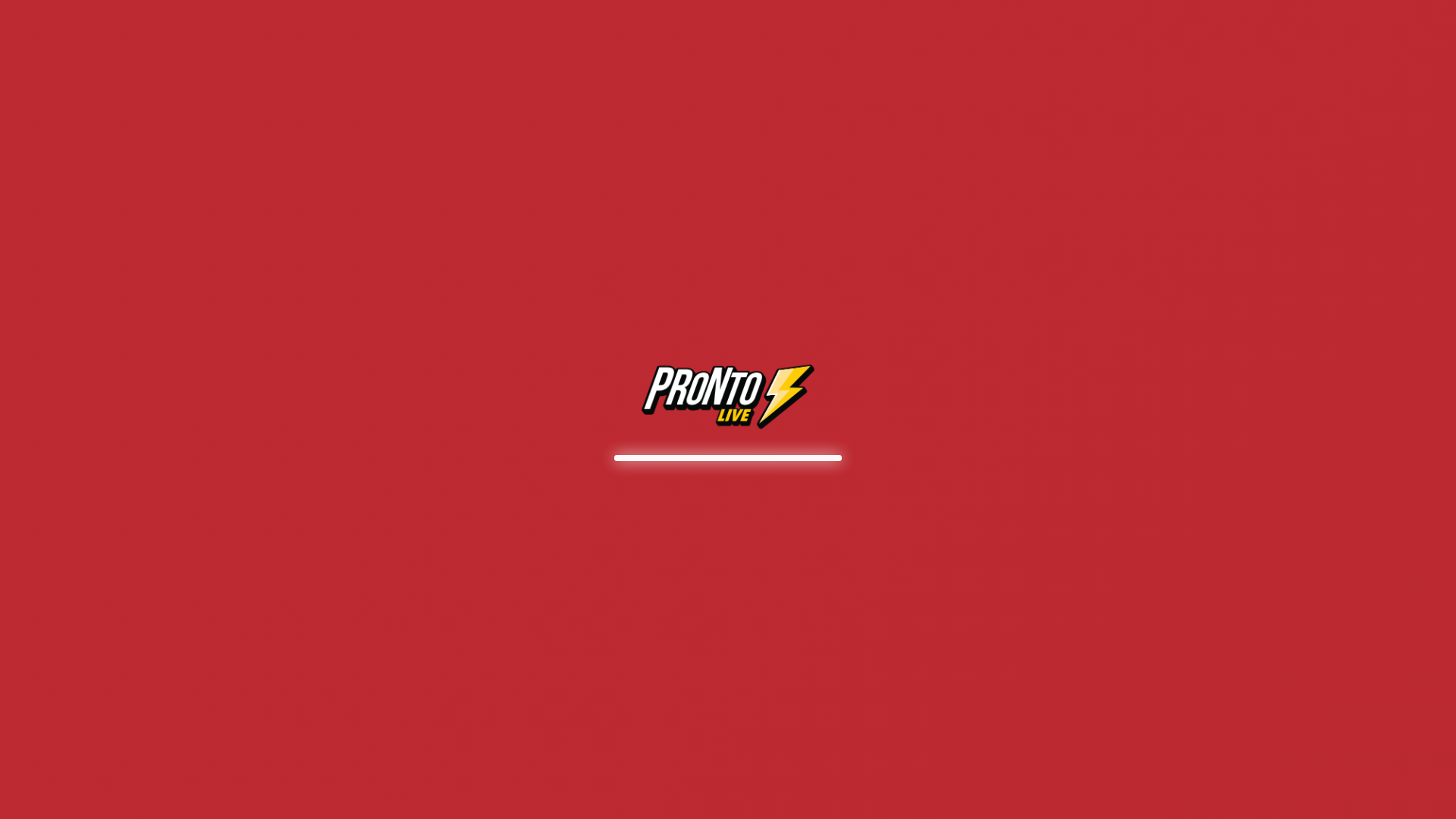 ProntoLives röda laddningsskärm med logotyp och laddningsindikator.